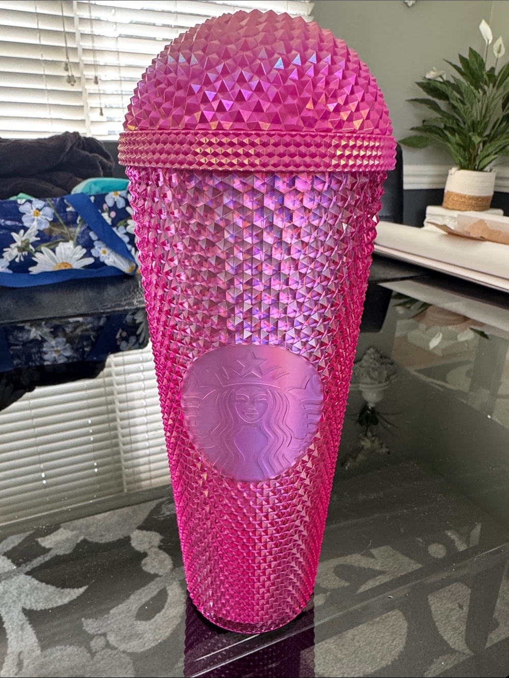 Starbucks Hot Pink Studded Iridescent Tumbler retired pink